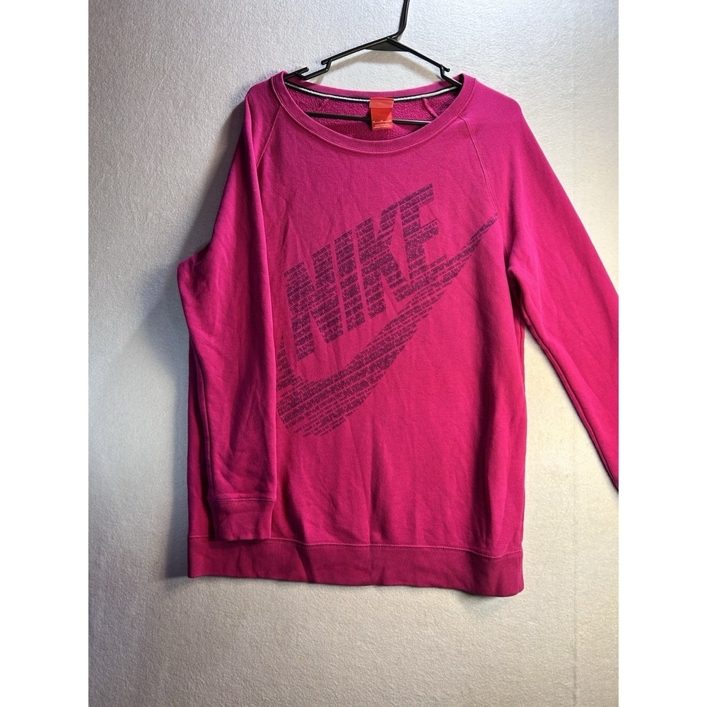 Nike Pink Logo Graphic‎ Crewneck Sweatshirt Raglan Long Sleeve Women's M